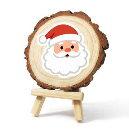 Rosy-Cheeked Santa Face paint by numbers wood slice – image 3