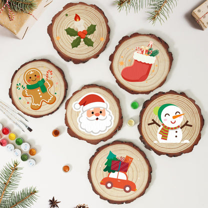 Rosy-Cheeked Santa Face paint by numbers wood slice – image 10
