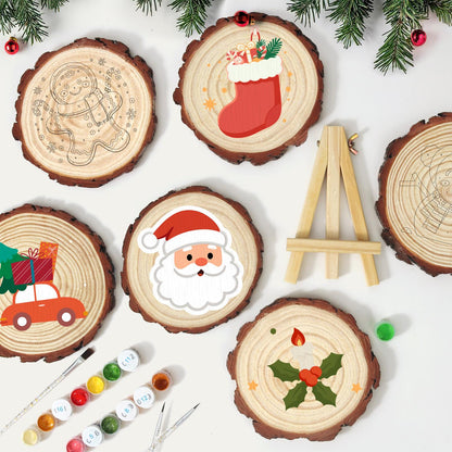Rosy-Cheeked Santa Face paint by numbers wood slice – image 11