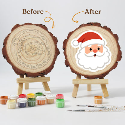 Rosy-Cheeked Santa Face paint by numbers wood slice – image 12