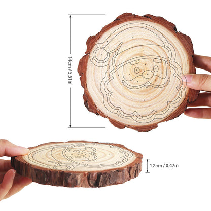Rosy-Cheeked Santa Face paint by numbers wood slice – image 14