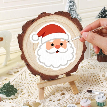 Rosy-Cheeked Santa Face paint by numbers wood slice – image 16
