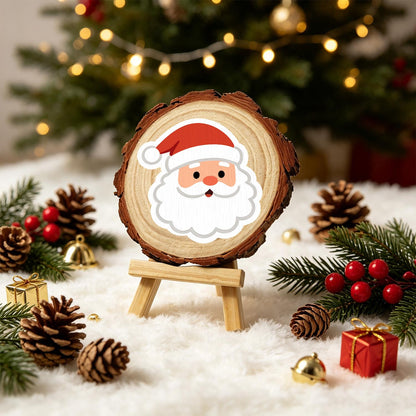 Rosy-Cheeked Santa Face paint by numbers wood slice – image 21