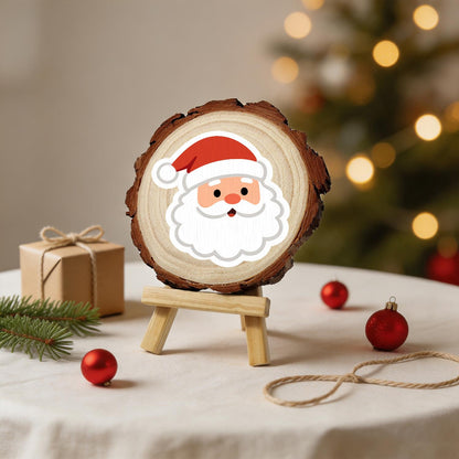Rosy-Cheeked Santa Face paint by numbers wood slice – image 24