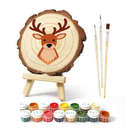 Antlered Stag Portrait paint by numbers wood slice – image 2