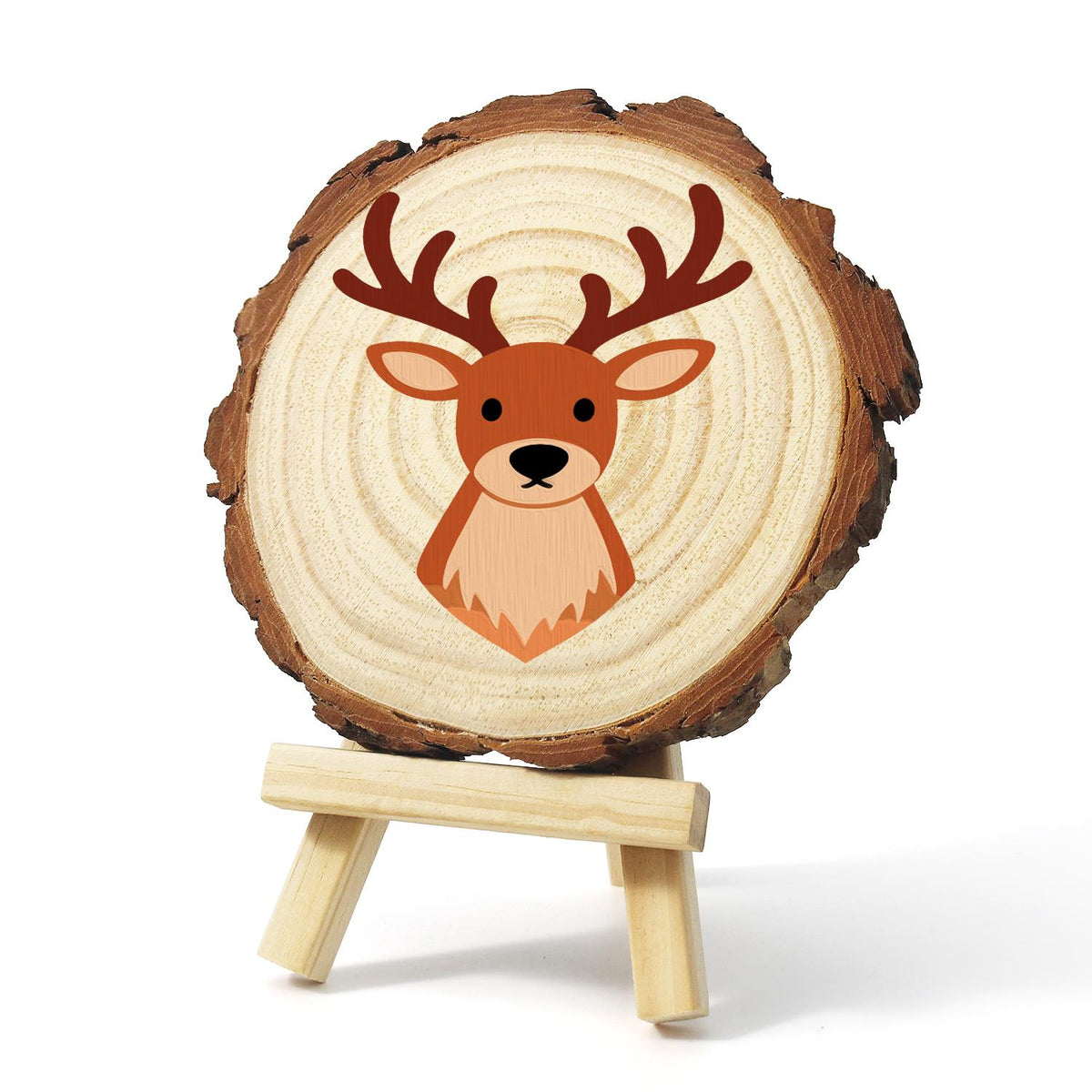 Antlered Stag Portrait paint by numbers wood slice – image 3