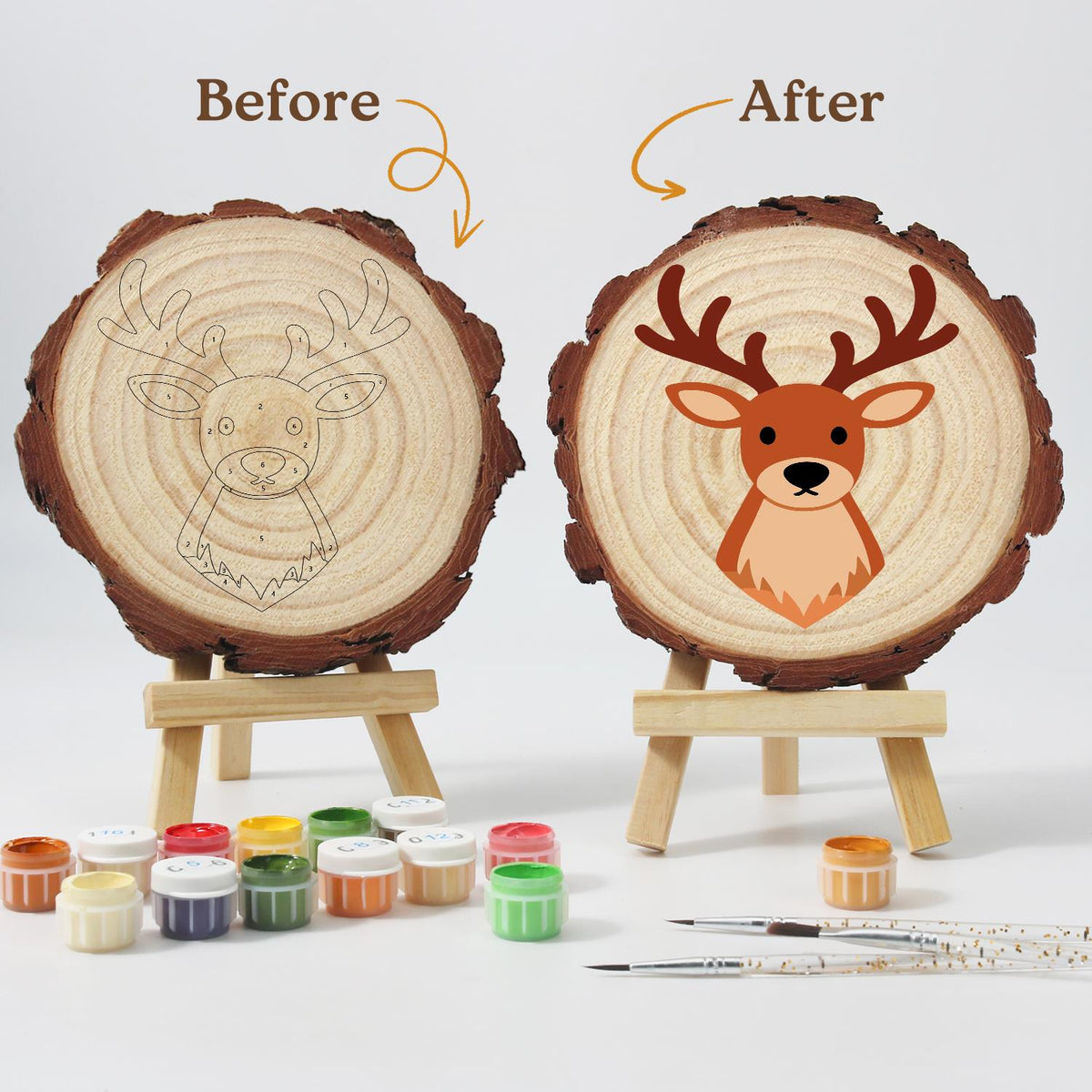 Antlered Stag Portrait paint by numbers wood slice – image 12