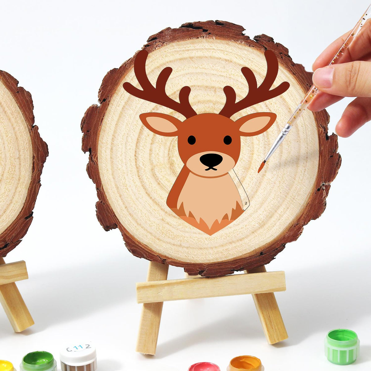 Antlered Stag Portrait paint by numbers wood slice – image 13