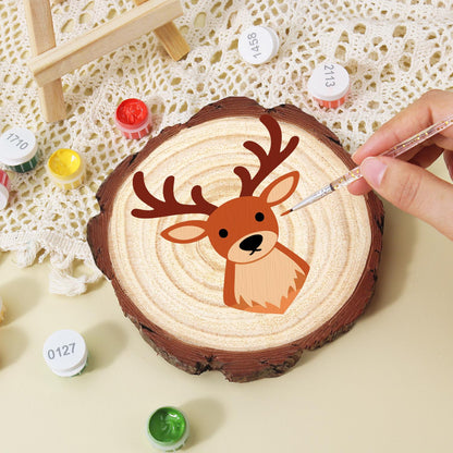 Antlered Stag Portrait paint by numbers wood slice – image 15