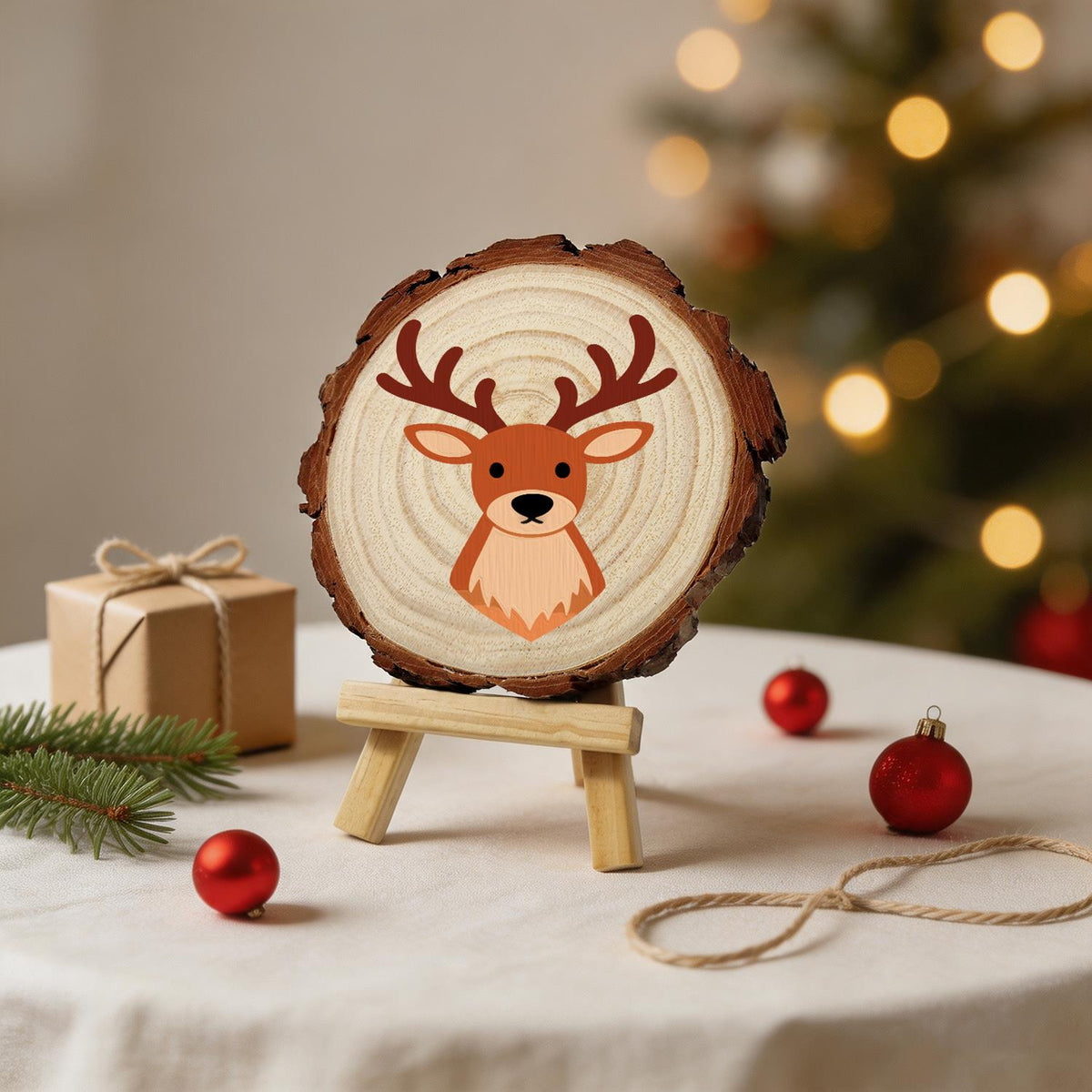 Antlered Stag Portrait paint by numbers wood slice – image 24