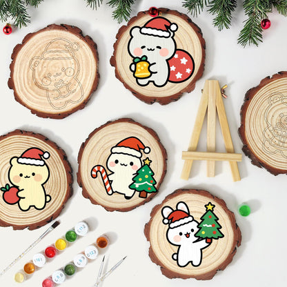 Candy Cane Pal Beside a Tree paint by numbers wood slice – image 11