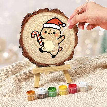 Skipping Cub with a Candy Cane paint by numbers wood slice – image 5