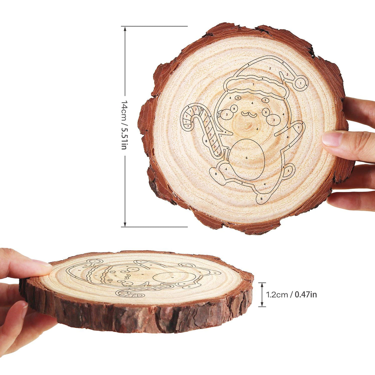 Skipping Cub with a Candy Cane paint by numbers wood slice – image 14