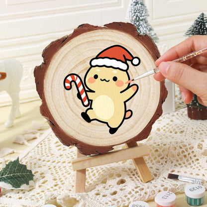 Skipping Cub with a Candy Cane paint by numbers wood slice – image 16
