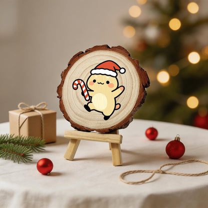 Skipping Cub with a Candy Cane paint by numbers wood slice – image 24