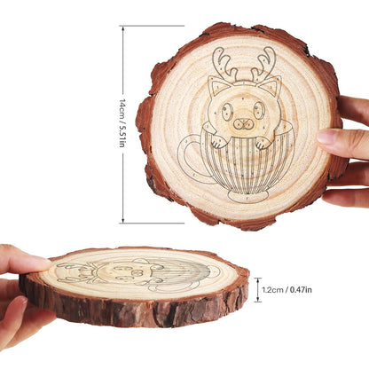 Reindeer Kitten in a Striped Cup paint by numbers wood slice – image 14