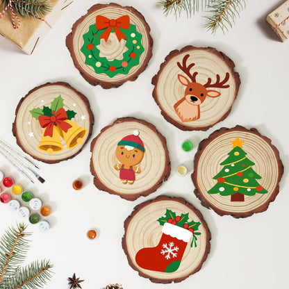 Gingerbread Boy in Red Overalls paint by numbers wood slice – image 10
