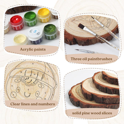 Gingerbread Boy in Red Overalls paint by numbers wood slice – image 18