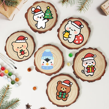 Penguin in a Snowflake Scarf paint by numbers wood slice – image 10