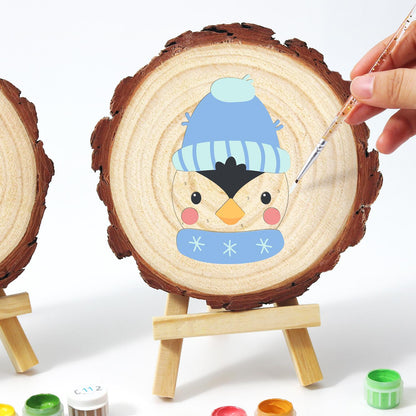 Penguin in a Snowflake Scarf paint by numbers wood slice – image 13