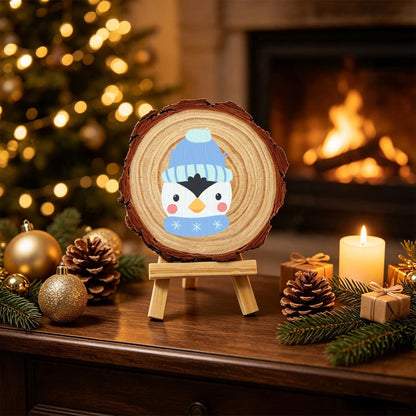 Penguin in a Snowflake Scarf paint by numbers wood slice – image 20