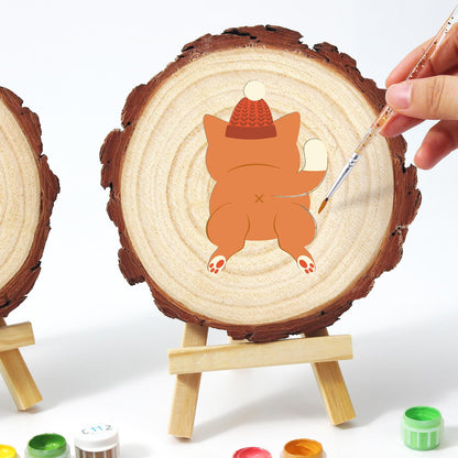 Ginger Cat in a Bobble Hat paint by numbers wood slice – image 13