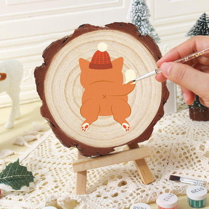 Ginger Cat in a Bobble Hat paint by numbers wood slice – image 16