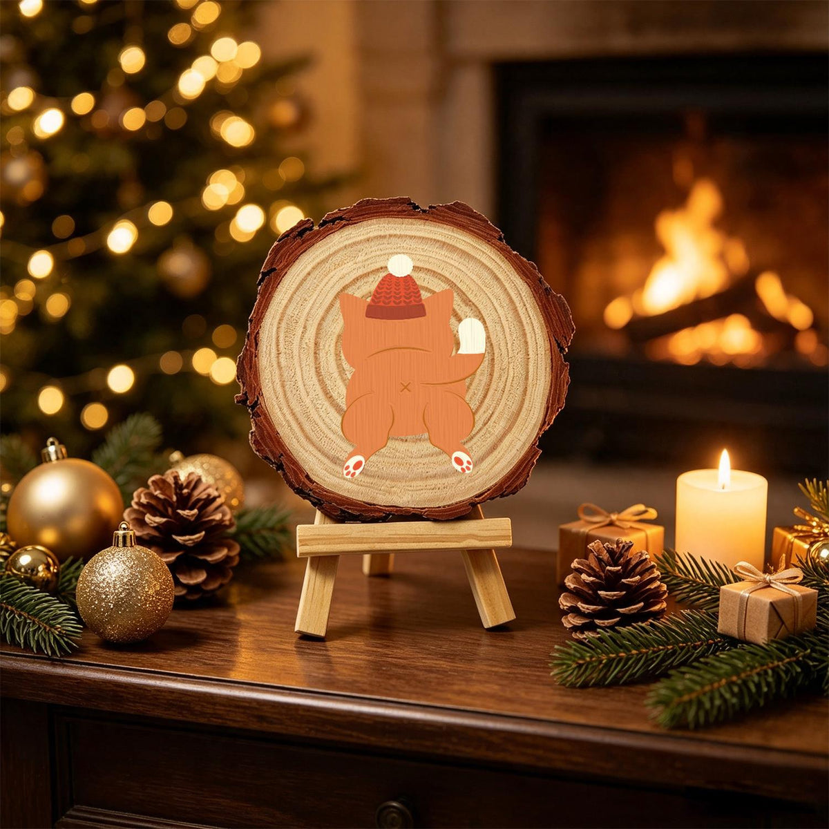 Ginger Cat in a Bobble Hat paint by numbers wood slice – image 20