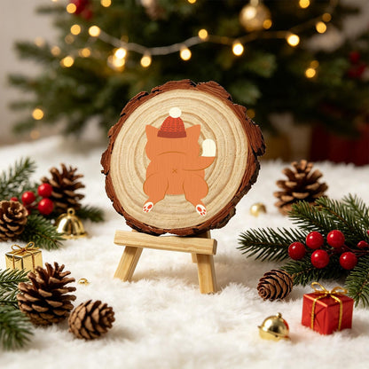 Ginger Cat in a Bobble Hat paint by numbers wood slice – image 21
