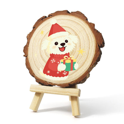 Puppy in a Snowflake Sweater paint by numbers wood slice – image 3