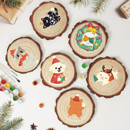 Puppy in a Snowflake Sweater paint by numbers wood slice – image 10