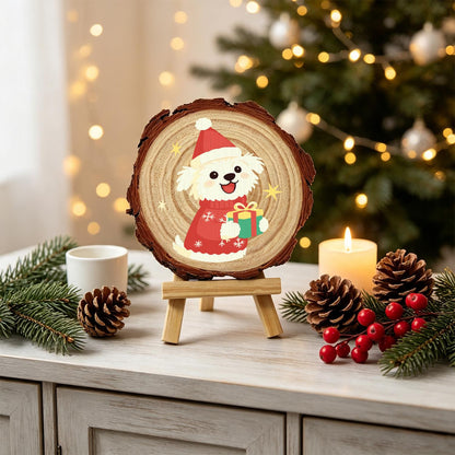 Puppy in a Snowflake Sweater paint by numbers wood slice – image 19