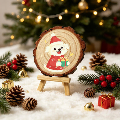 Puppy in a Snowflake Sweater paint by numbers wood slice – image 21