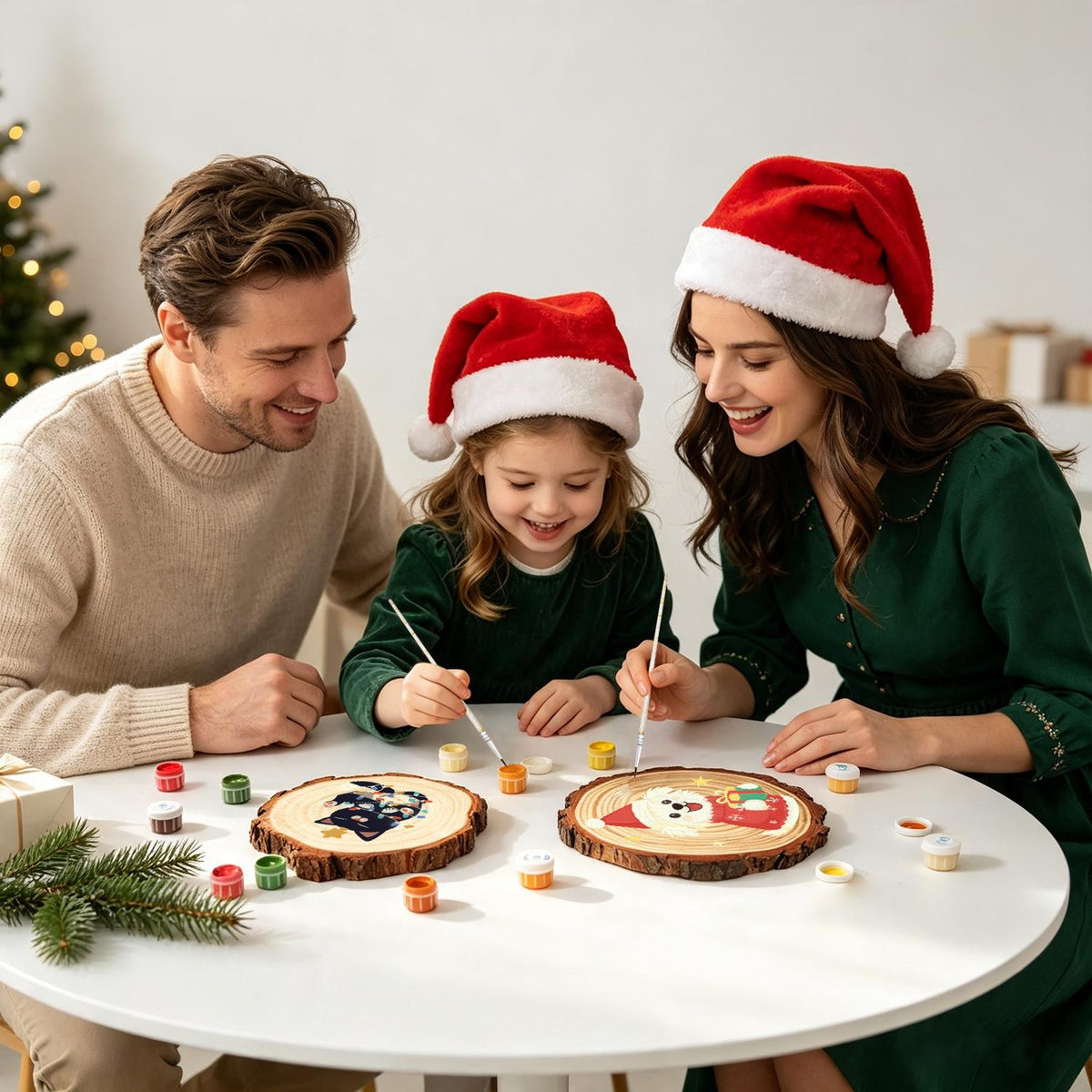 Puppy in a Snowflake Sweater paint by numbers wood slice – image 22