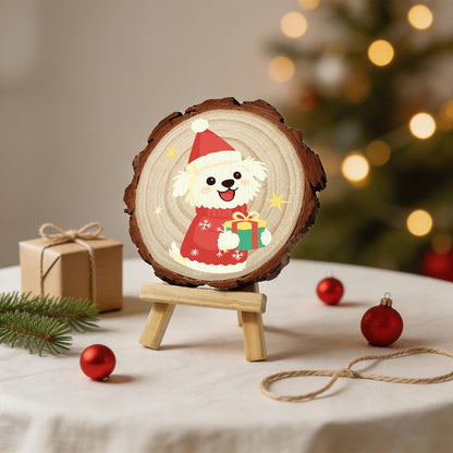 Puppy in a Snowflake Sweater paint by numbers wood slice – image 24