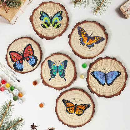 Emerald Swallowtail Butterfly paint by numbers wood slice – image 10