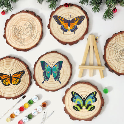 Emerald Swallowtail Butterfly paint by numbers wood slice – image 11