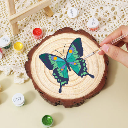 Emerald Swallowtail Butterfly paint by numbers wood slice – image 15