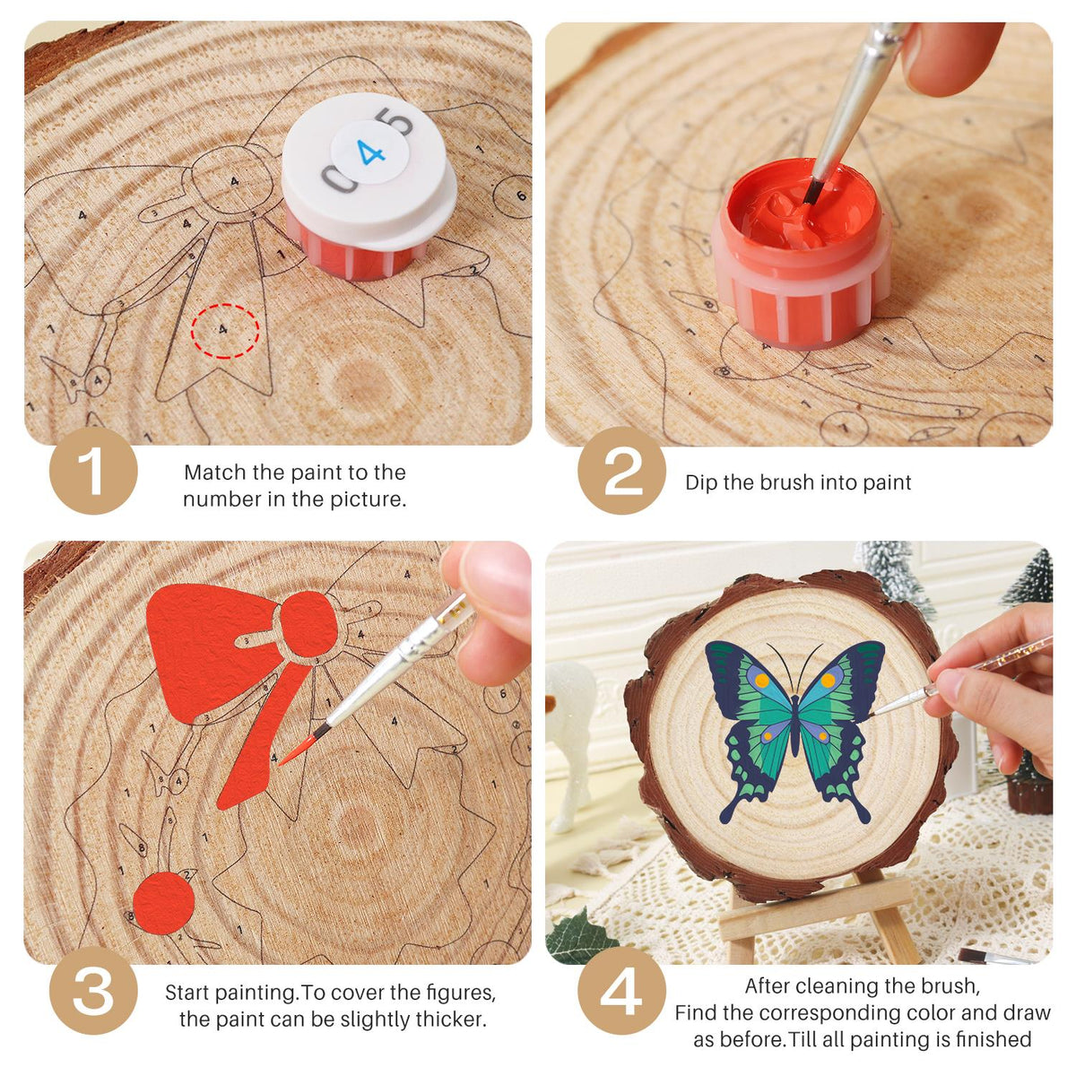 Emerald Swallowtail Butterfly paint by numbers wood slice – image 17