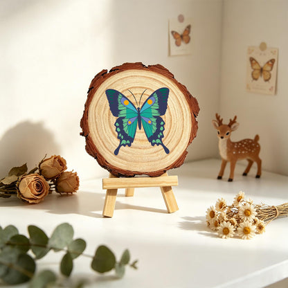 Emerald Swallowtail Butterfly paint by numbers wood slice – image 20