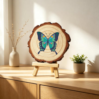 Emerald Swallowtail Butterfly paint by numbers wood slice – image 23