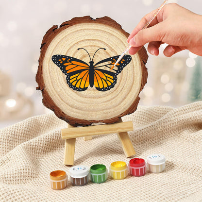 Bright Orange Monarch paint by numbers wood slice – image 5