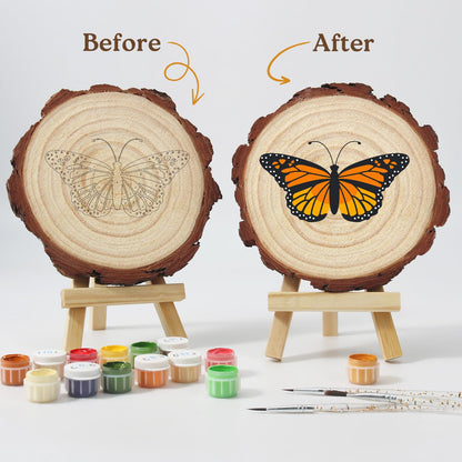 Bright Orange Monarch paint by numbers wood slice – image 12