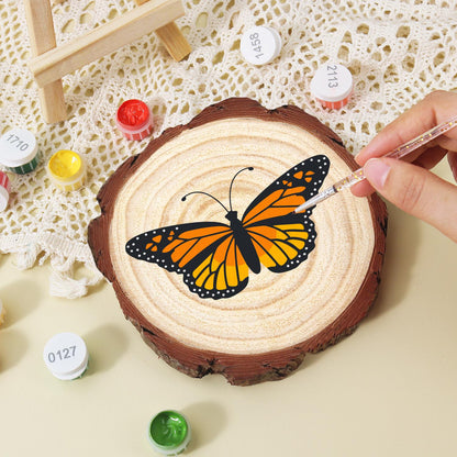 Bright Orange Monarch paint by numbers wood slice – image 15