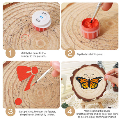 Bright Orange Monarch paint by numbers wood slice – image 17