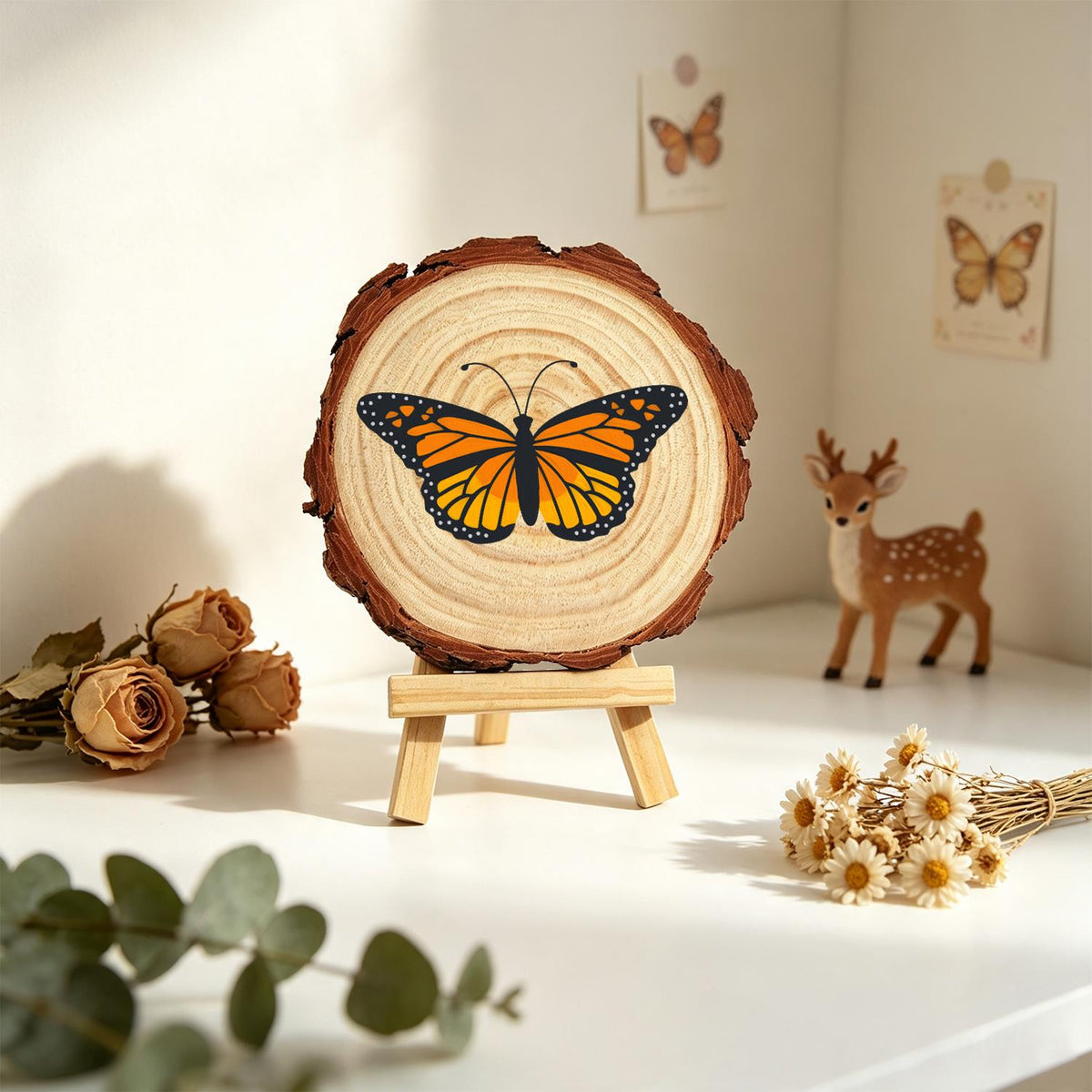 Bright Orange Monarch paint by numbers wood slice – image 20