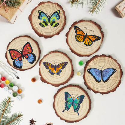 Navy and Orange Swallowtail paint by numbers wood slice – image 10