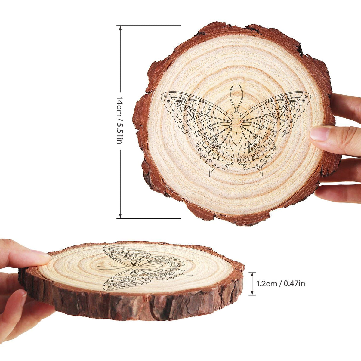 Navy and Orange Swallowtail paint by numbers wood slice – image 14