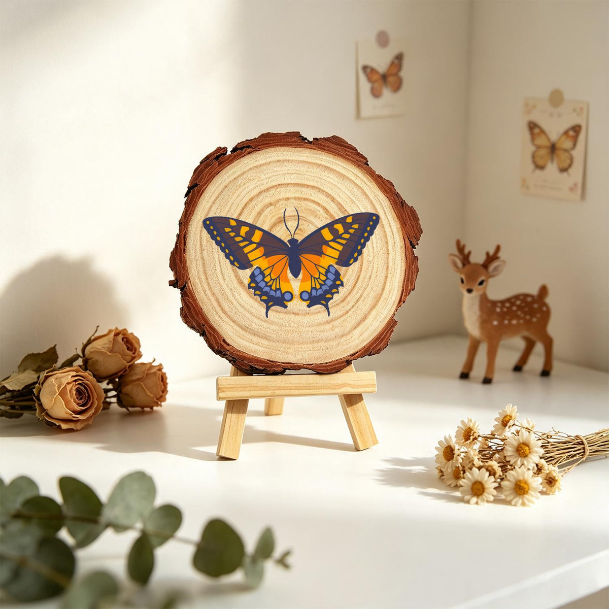 Navy and Orange Swallowtail paint by numbers wood slice – image 20