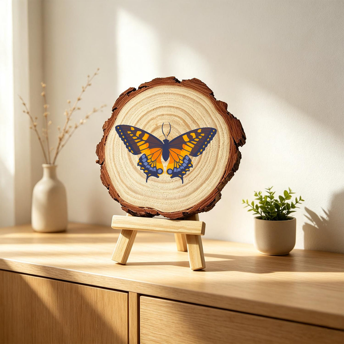 Navy and Orange Swallowtail paint by numbers wood slice – image 24